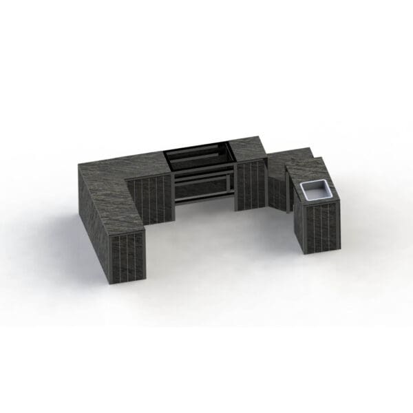 black frame - slate top - dark clad doors