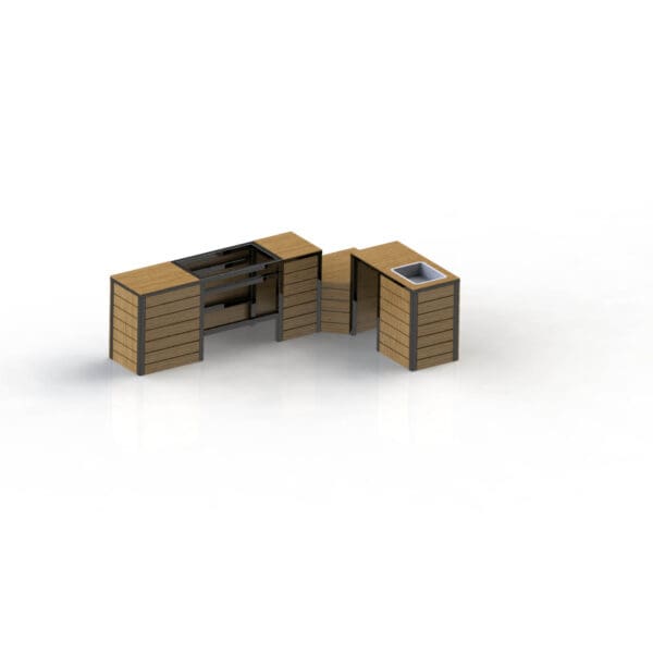 black frame - timber top - timber clad doors