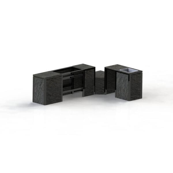 black frames - slate top - slate doors