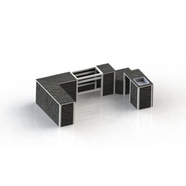 white frame - slate top - slate doors