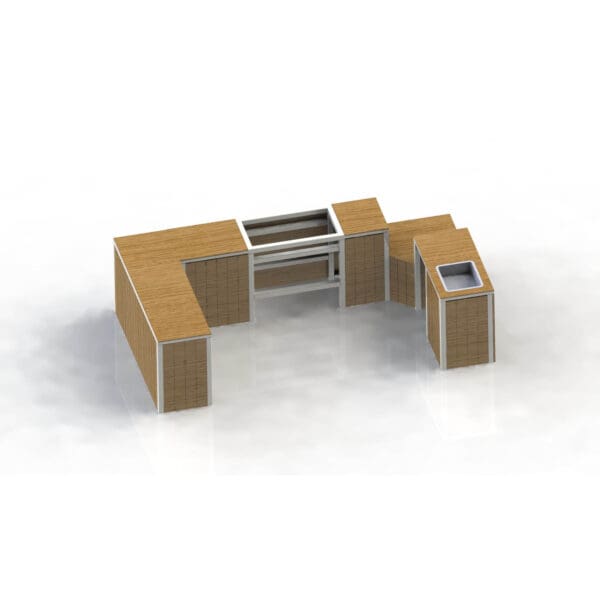 white frame - timber top - timber clad doors
